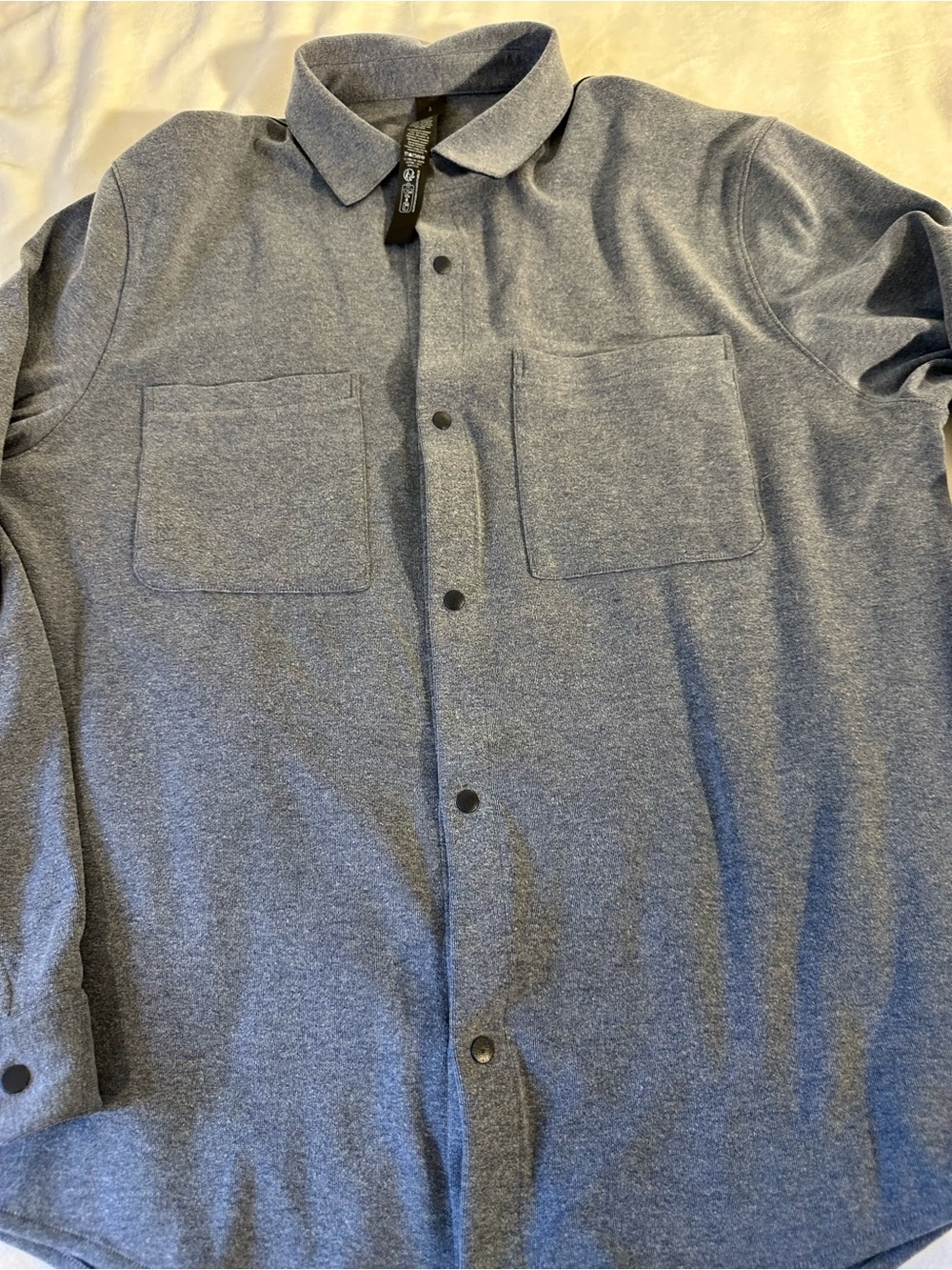 lululemon athletica Men's Heather Blue Snap-Front Shirt Jacket size Large